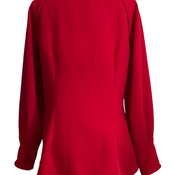 Banana Republic Red Fitted Long Sleeve Tunic Top Size Medium Occasion Office - Picture 3 of 7